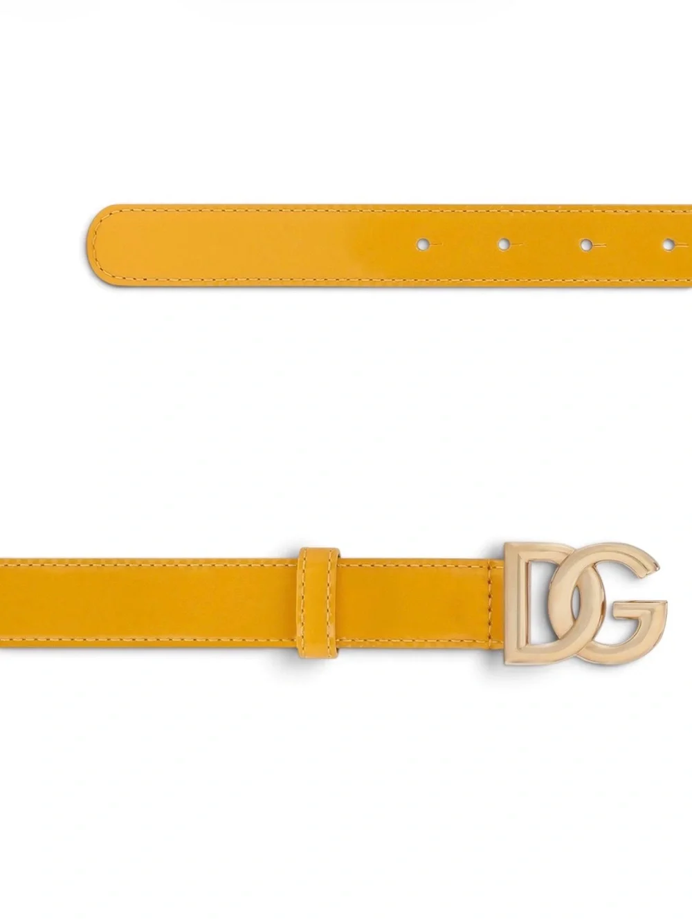 Dolce & Gabbana DG Patent Calf Leather Logo Belt Yellow Sun 90CM Made in Italy